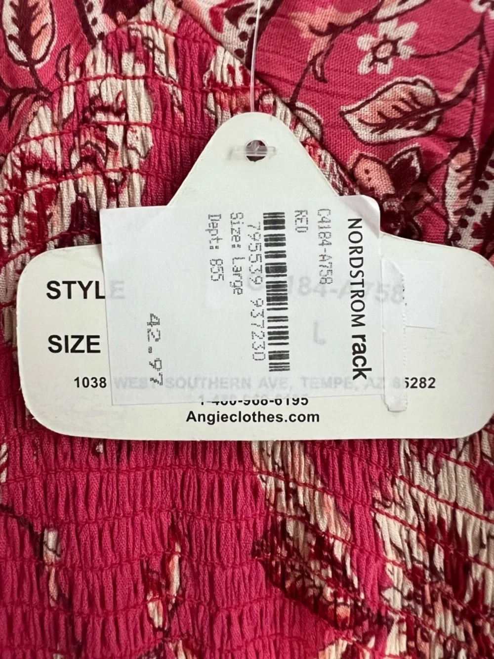 NWT Angie Pink & Red Floral Boho Beachy Sleeveless Crochet Maxi Dress Large - Picture 8 of 8